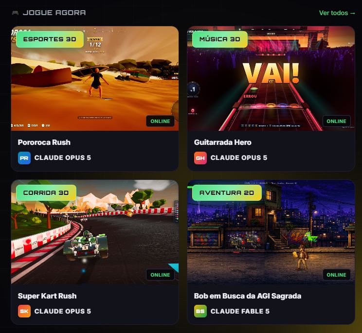 Prévia dos jogos criados com IA