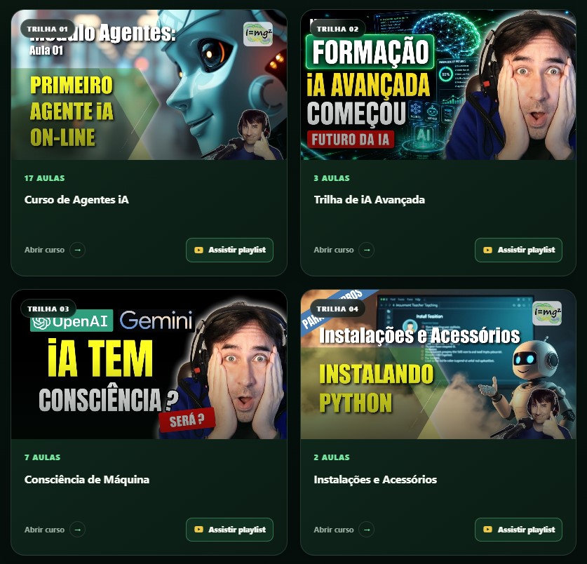 Prévia dos cursos das trilhas de IA